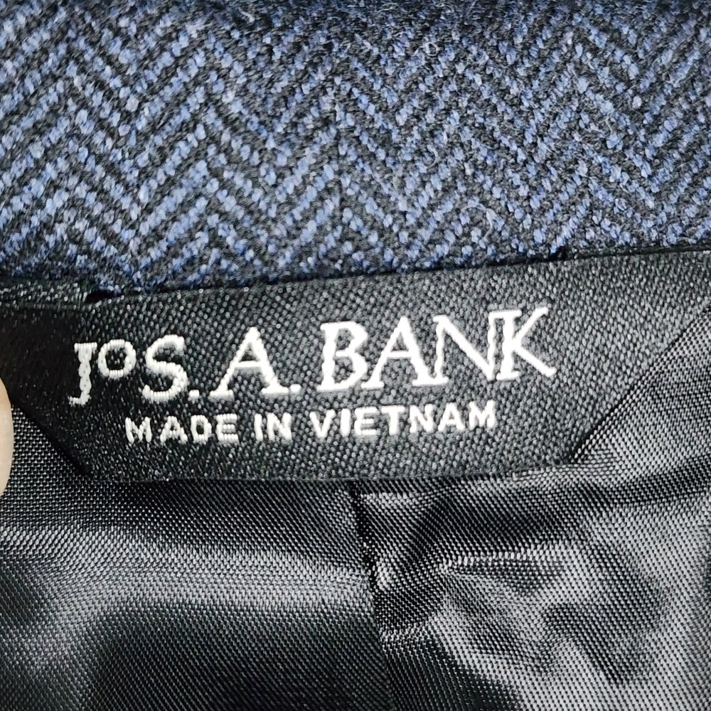 NWT Jos. A. Bank Executive Collection 100% Wool Blazer Mens 42L Navy Herringbone - Picture 11 of 15